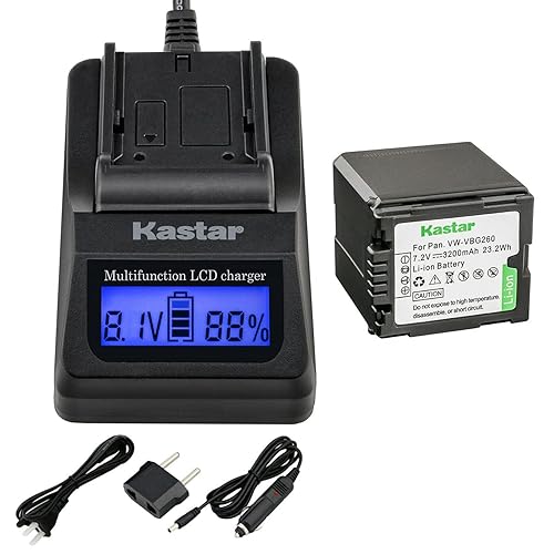 Kastar Fast Charger + VW-VBG260 Battery 1-Pack for AG-AC7 AG-AF100 AG-HMC40 AG-HMC80 AG-HMC150 HDC-HS250 HDC-HS300 HDC-HS700 HDC-SD600 HDC-SD700