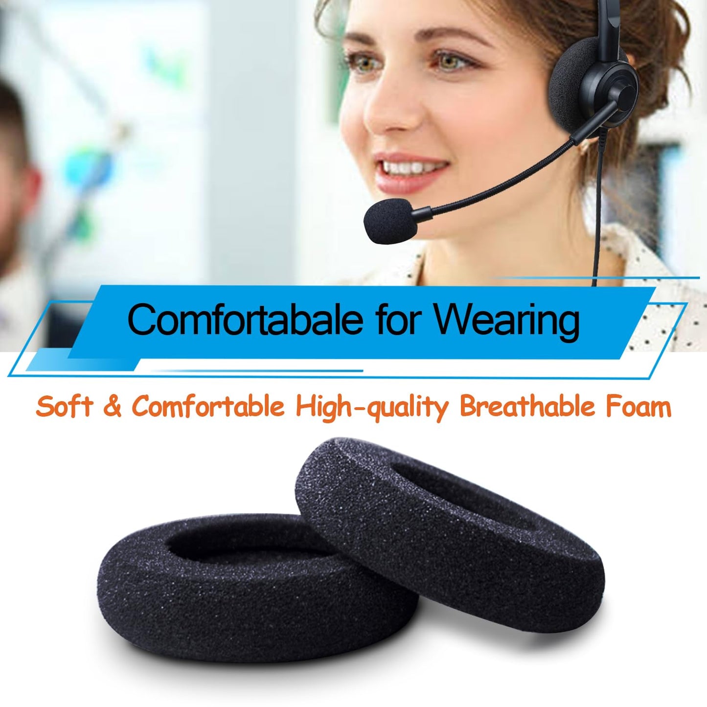 Ear Cushions for Plantronics Headset, Foam Ear Pads Replacement for Plantronics Blackwire 3210 3220 3320 C320 C3225 HW251N HW261N HW510 HW520 Jabra