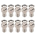 AEDIKO 10pcs F to BNC Connector BNC Male Plug to F Female Jack 75 Ohm Coax Adapter for Scanner Camera RG6 RG59 Connector