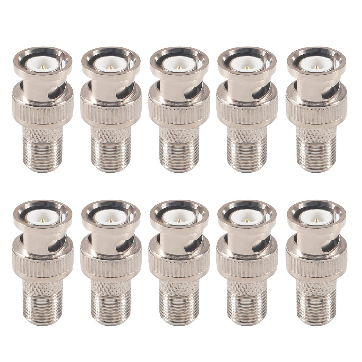 AEDIKO 10pcs F to BNC Connector BNC Male Plug to F Female Jack 75 Ohm Coax Adapter for Scanner Camera RG6 RG59 Connector