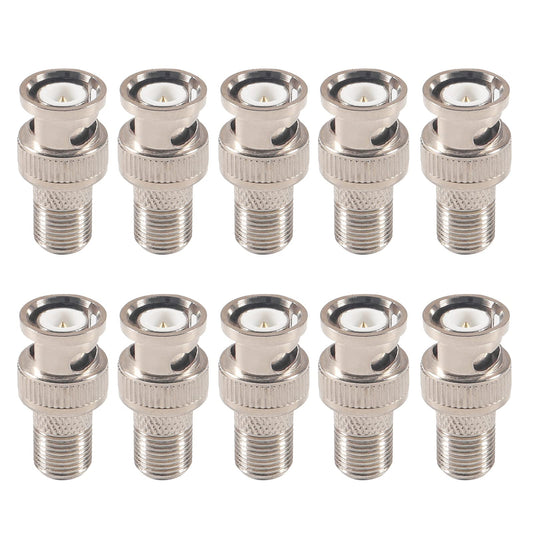 AEDIKO 10pcs F to BNC Connector BNC Male Plug to F Female Jack 75 Ohm Coax Adapter for Scanner Camera RG6 RG59 Connector