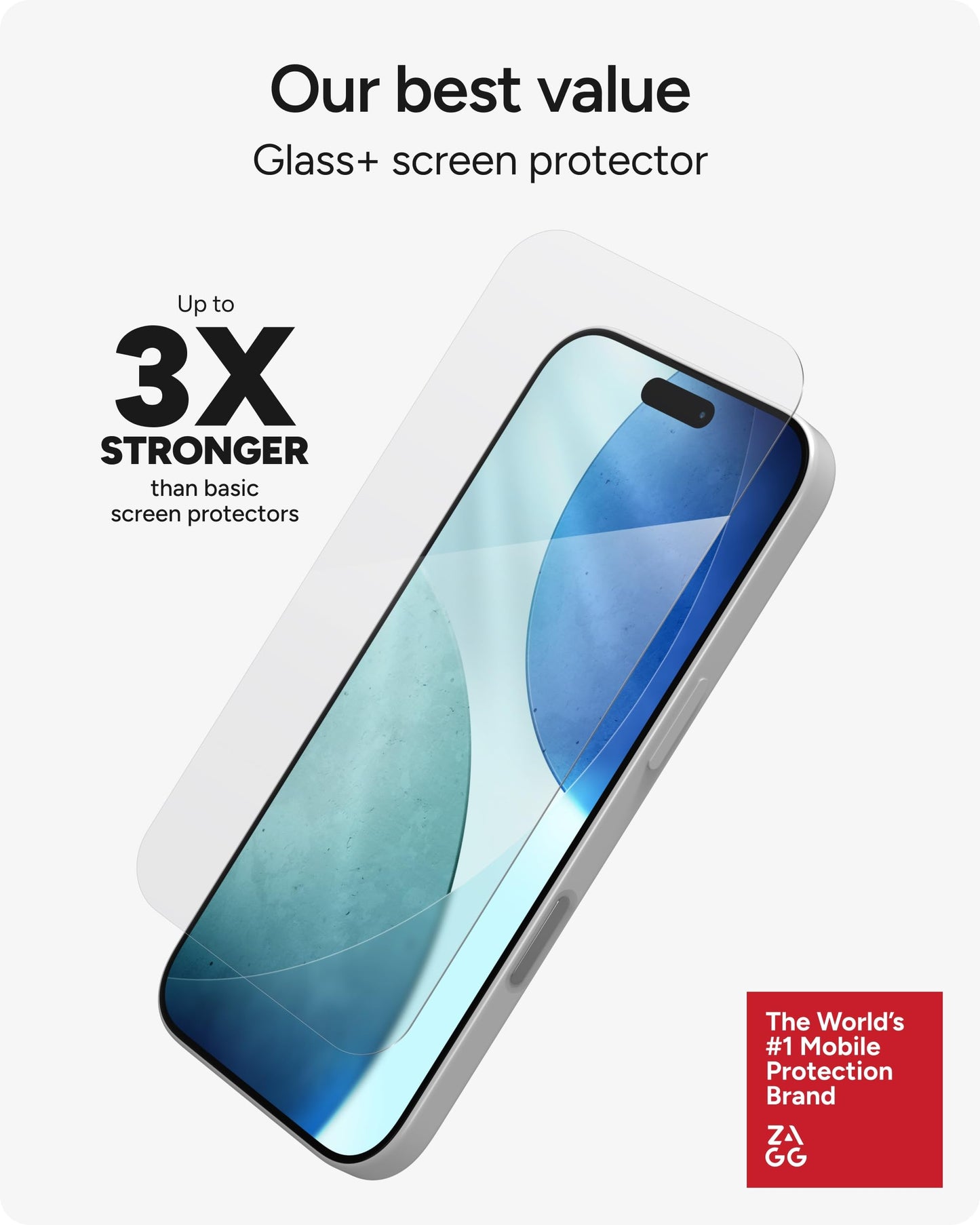 ZAGG Glass+ Screen Protector for iPhone 17 Pro - 3X Stronger, Impact & Shatter Protection, Scratch & Smudge-Resistant iPhone Tempered Glass