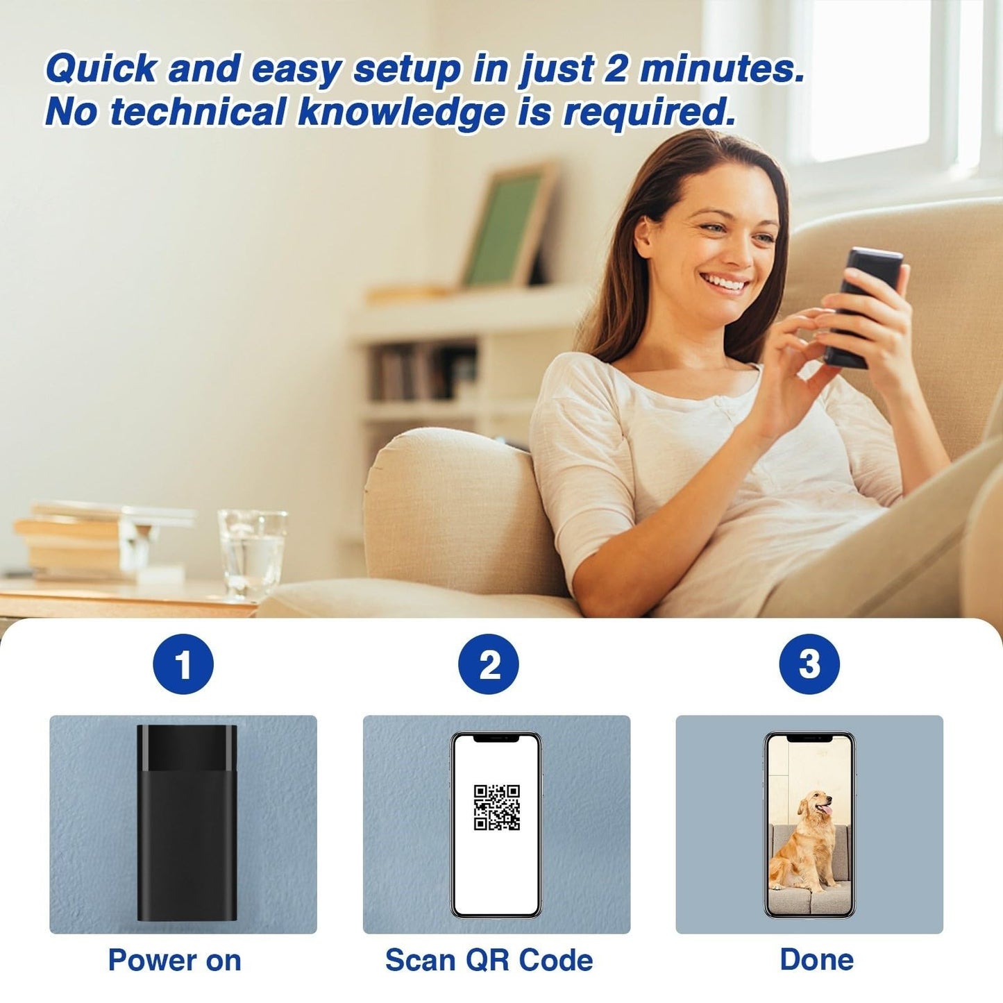 WIWACAM 2K WiFi Camera with 5000mAh Battery, Ultra HD Night Vision Motion Detection Video-Only, 8