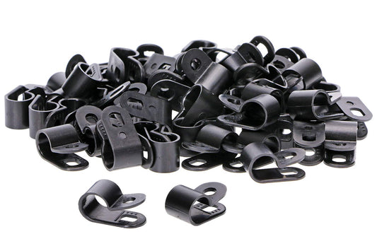 Shapenty Black Nylon Screw Mounting R Type Cable Clamp Fastener Plastic Wires Cord Clip Fixer Holder Organizer for 3/8 Inch /9.5mm Diameter Wire Rope