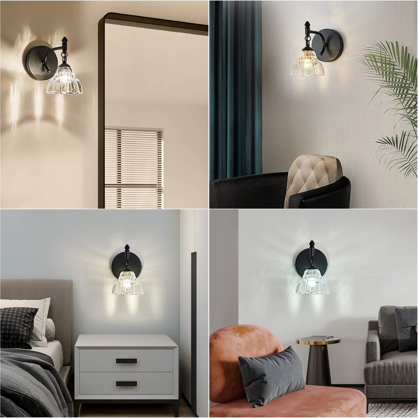 OFFDARKS Modern Bathroom Vanity Lights - Matte Black Wall Sconces with Over-Mirror Light Fixture for Bathroom, Powder Room