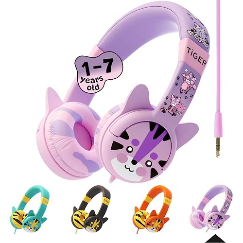 Kidrox Wired Toddler Headphones for 1-7 Years Old - 85dB Volume Limited Baby Headphones for Plane and Car Travel - Children Headset for Airplane, iPad