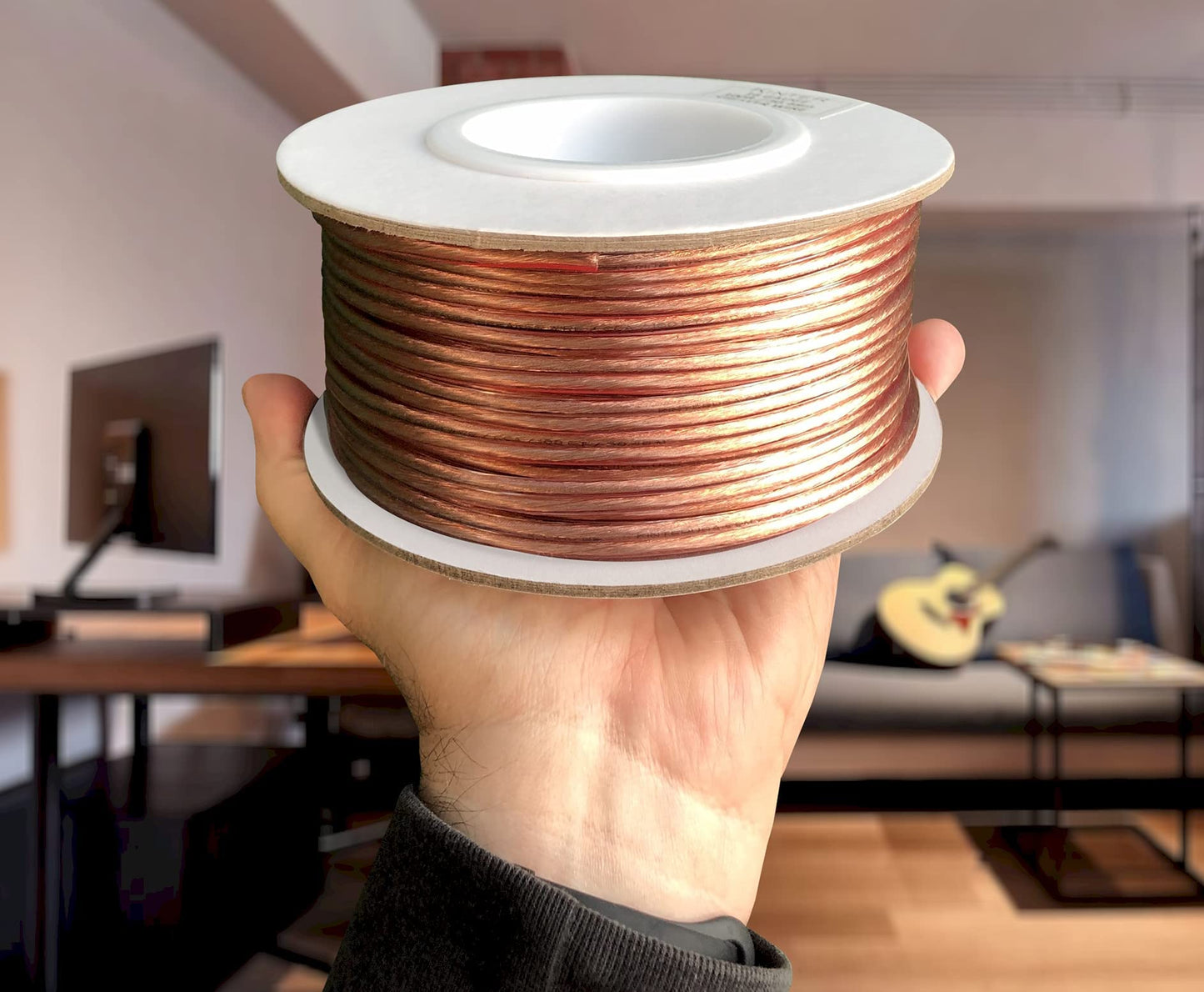 Kinter Cable 100ft 16-Gauge Audio Stereo Speaker Wire Cable, 100 Feet, 30.48 Meters, 2 Conductor, Polarity Marked, Flexible Clear PVC, CCA, Home