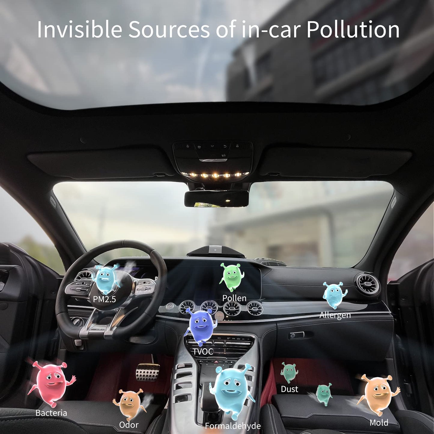 Car Portable Air Purifier with H13 True HEPA Filter for Exhaust Fumes & VOC