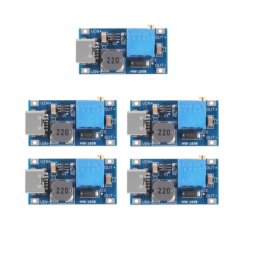 5Pcs Boost Module MT3608 DC-DC Step Up Converter 2A Boost Regulator Voltage Converter Board Type C Power Supply Module Adjustable Voltage Regulator…