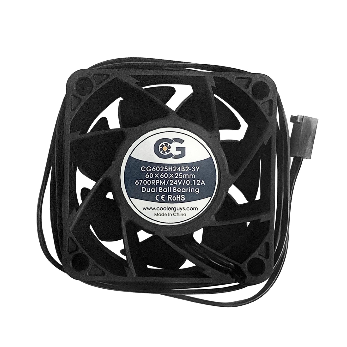 Coolerguys 60x60x25mm 24 VDC 3Pin High Speed Fan CG6025H24B2-3Y