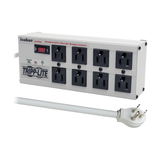 Tripp Lite ISOBAR8ULTRA Isobar 8 Outlet Heavy Duty Power Strip Surge Protector, 3840 Joules, 12ft Cord, Flat Plug, Metal Power Strip, Industrial