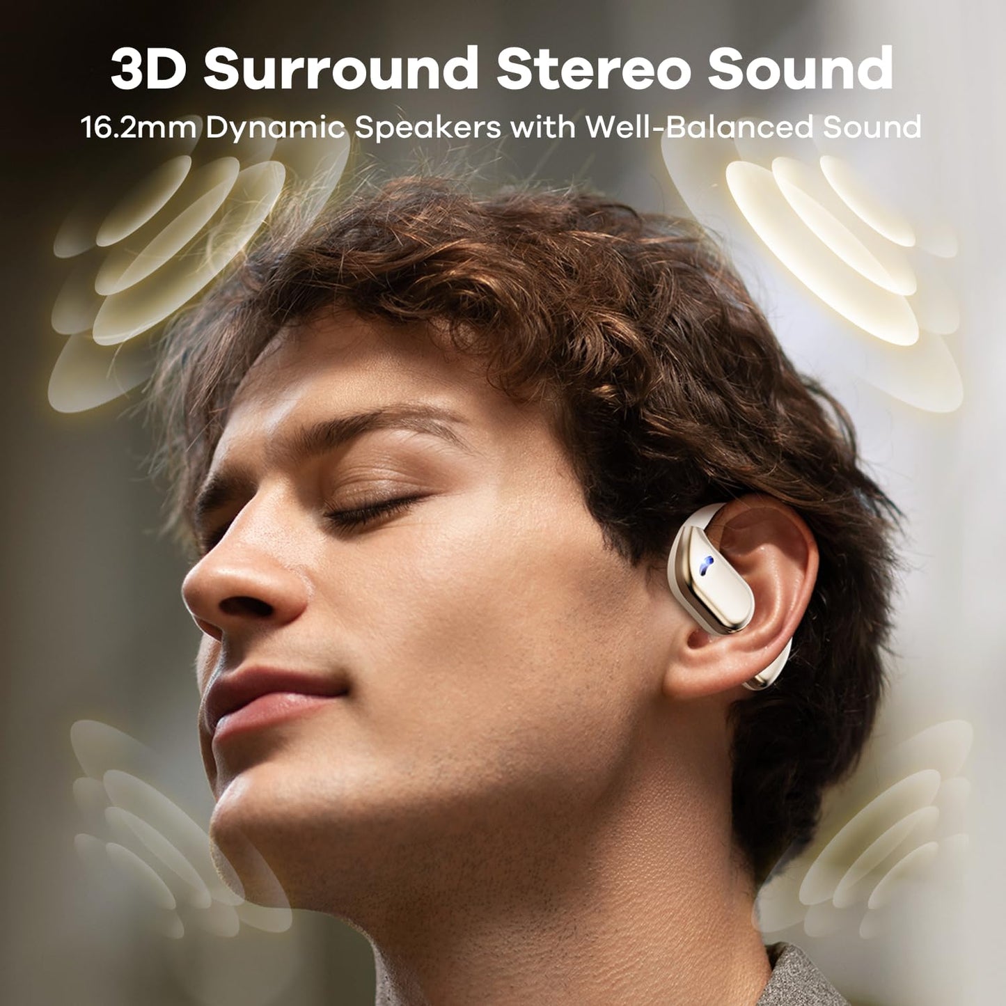 Open Ear Headphones Wireless Bluetooth, 60hrs Play 8D Sound Earphone Sport Earbuds with LED Display Over-Ear Buds with Earhooks Built-in Mic Headset…