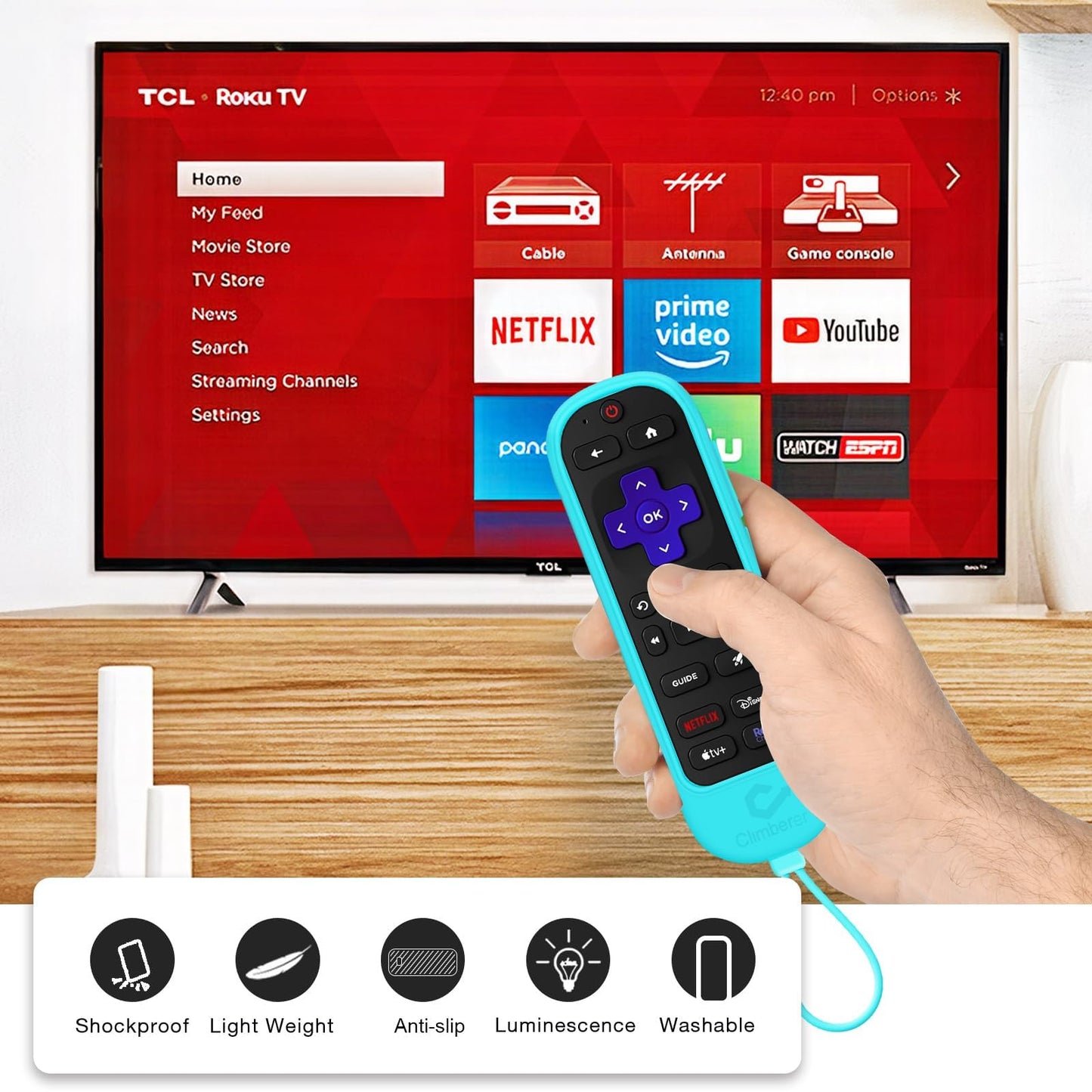 [2 Pack] Climberer Remote Case Cover Compatible with Roku Ultra/Roku Voice Remote Pro (2nd Edition) & Rechargeable Roku Pro, Glow in The Dark Makes it