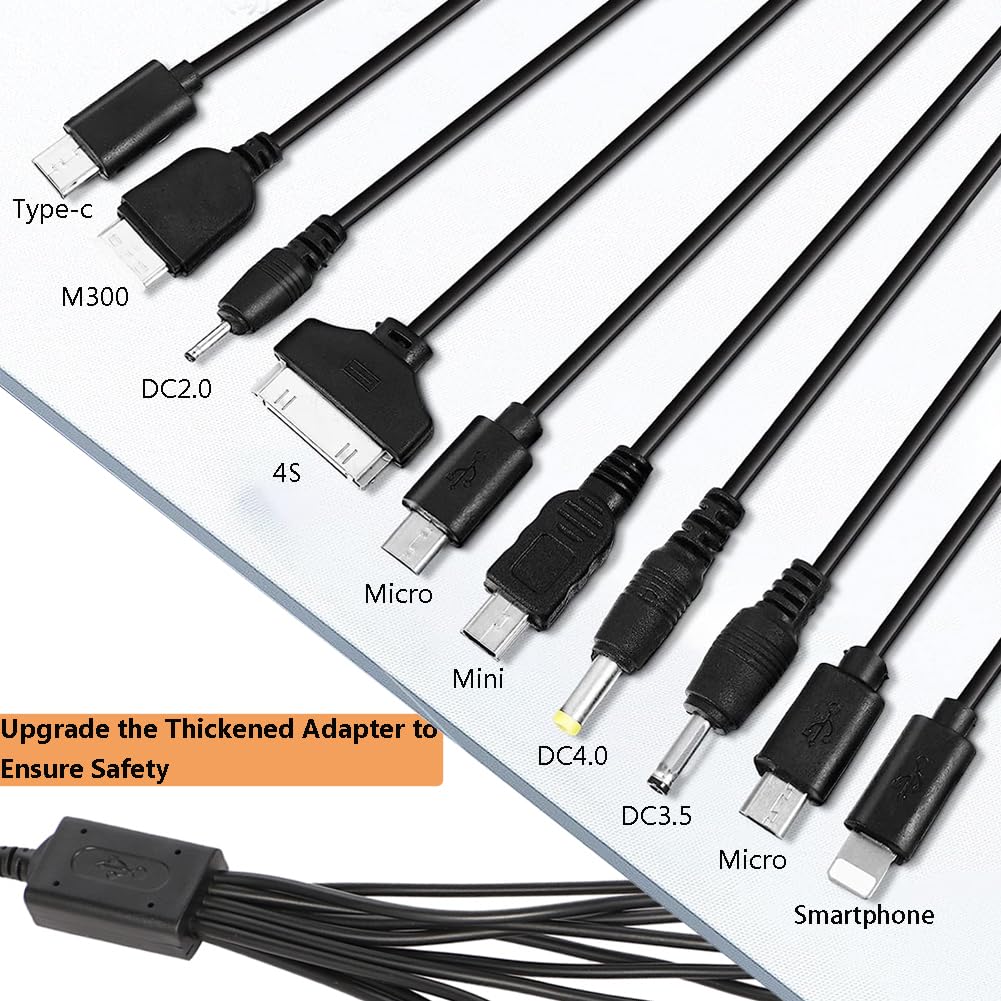 Cutwif 10 in 1 Multi Charging Cable, Universal Multiple Charging Cord Cable with 10 Ports for Cell Phones Speaker MP3 MP4 & More