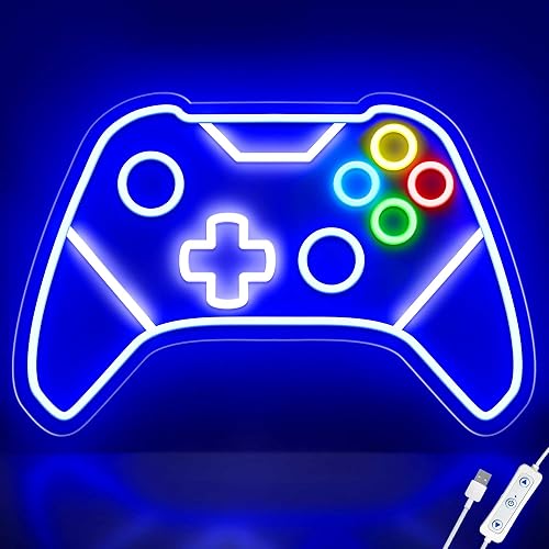 Gamer Neon Sign, Gaming Neon Sign for Gamer Room Decor, Gaming Lights for Wall Decor, Boys Bedroom and Video Game Room, USB Powered Adjust Brightness