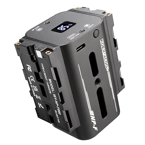 KOERTACOO Dual-Sided NP-F Battery (8700mAh), with DC 7.4V and Type-C Ports, LED Display, Replacement for Sony NP-F550/770/970 Battery, Suitable