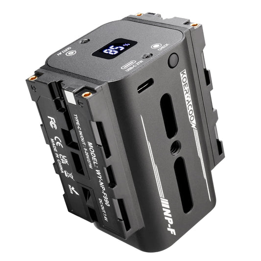 KOERTACOO Dual-Sided NP-F Battery (8700mAh), with DC 7.4V and Type-C Ports, LED Display, Replacement for Sony NP-F550/770/970 Battery, Suitable
