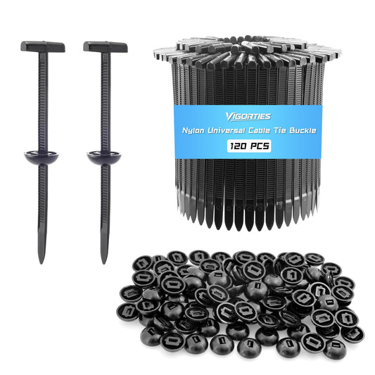Upgrade Double-Sided Nylon Universal Cable Tie Buckle for Car, 120pcs Fold-Head Design for Easy Piercing, Zip Tie Clips for Mudguard Fender Bumper