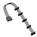GELRHONR 4 Pin IDE to 15 Pin SATA Splitter Power Cable,LP4 to 5x15 Pin Right Angel SATA Power Conversion Line Black Extension Cable for Hard Disk