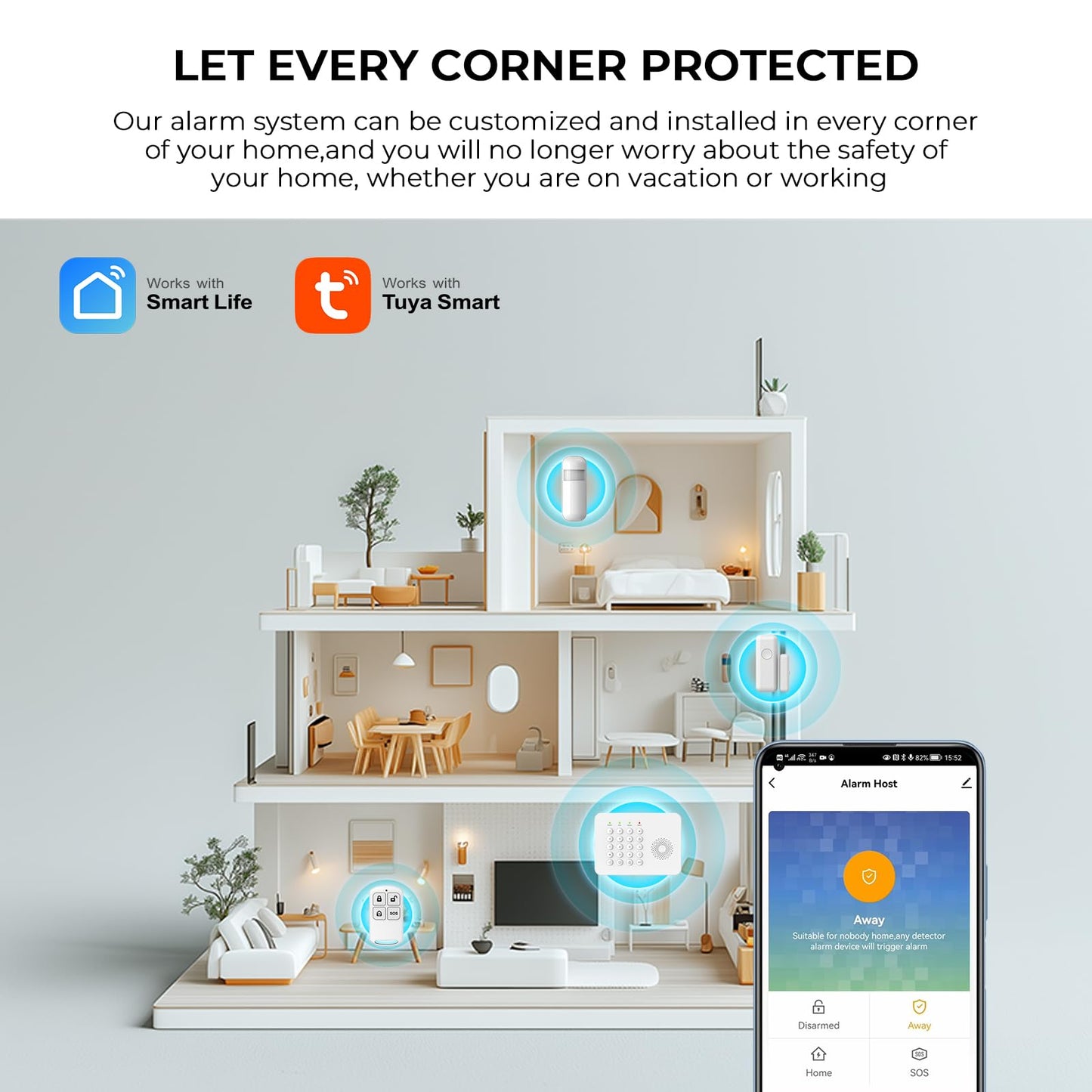 20 PCS Alarm System for Home Security,Wireless Home Security Systems with DIY Expandable Door Sensor,Motion Detector,4G GSM/Tuya App Alerts,Compatible