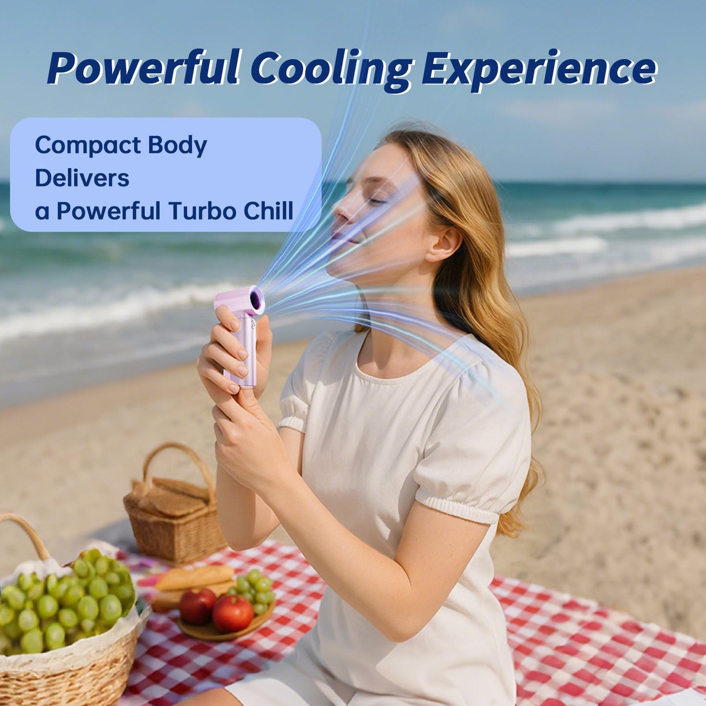 Ouleevii Portable Handheld Turbo Fan, 5000mAh Rechargeable Battery Powered Mini Handheld Fans with 23000RPM Powerful Cooling, Pocket Fan for Outdoor