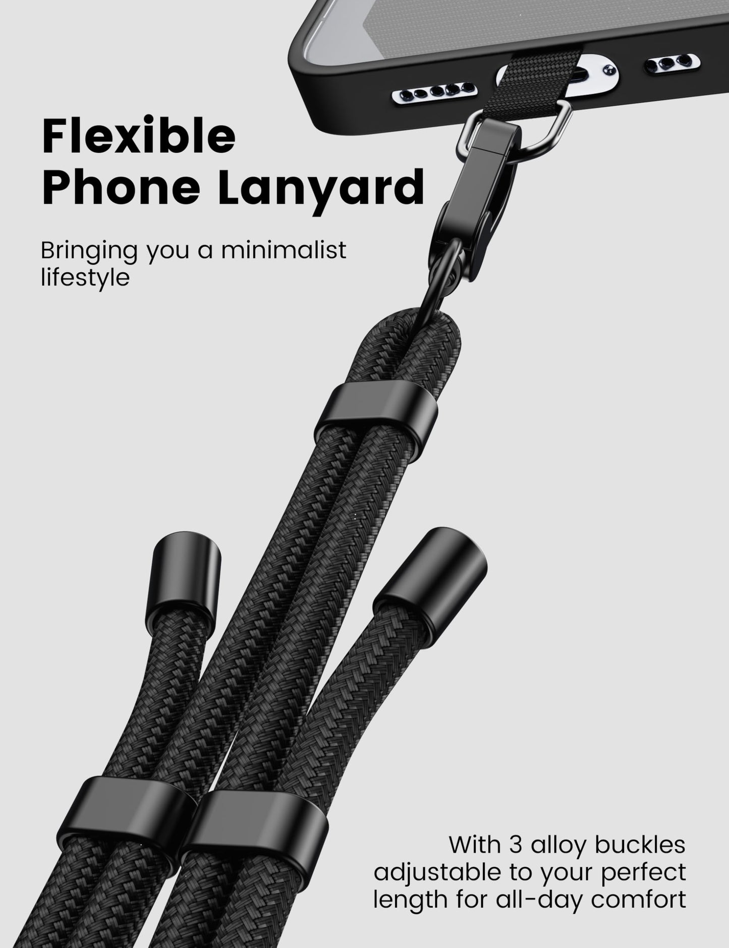 POHFP Phone Lanyard 2 Pack-2× Adjustable Neck Strap,4× Tether Tabs, Universal Cell Phone Multifuctional Patch Lanyards Compatible with Most