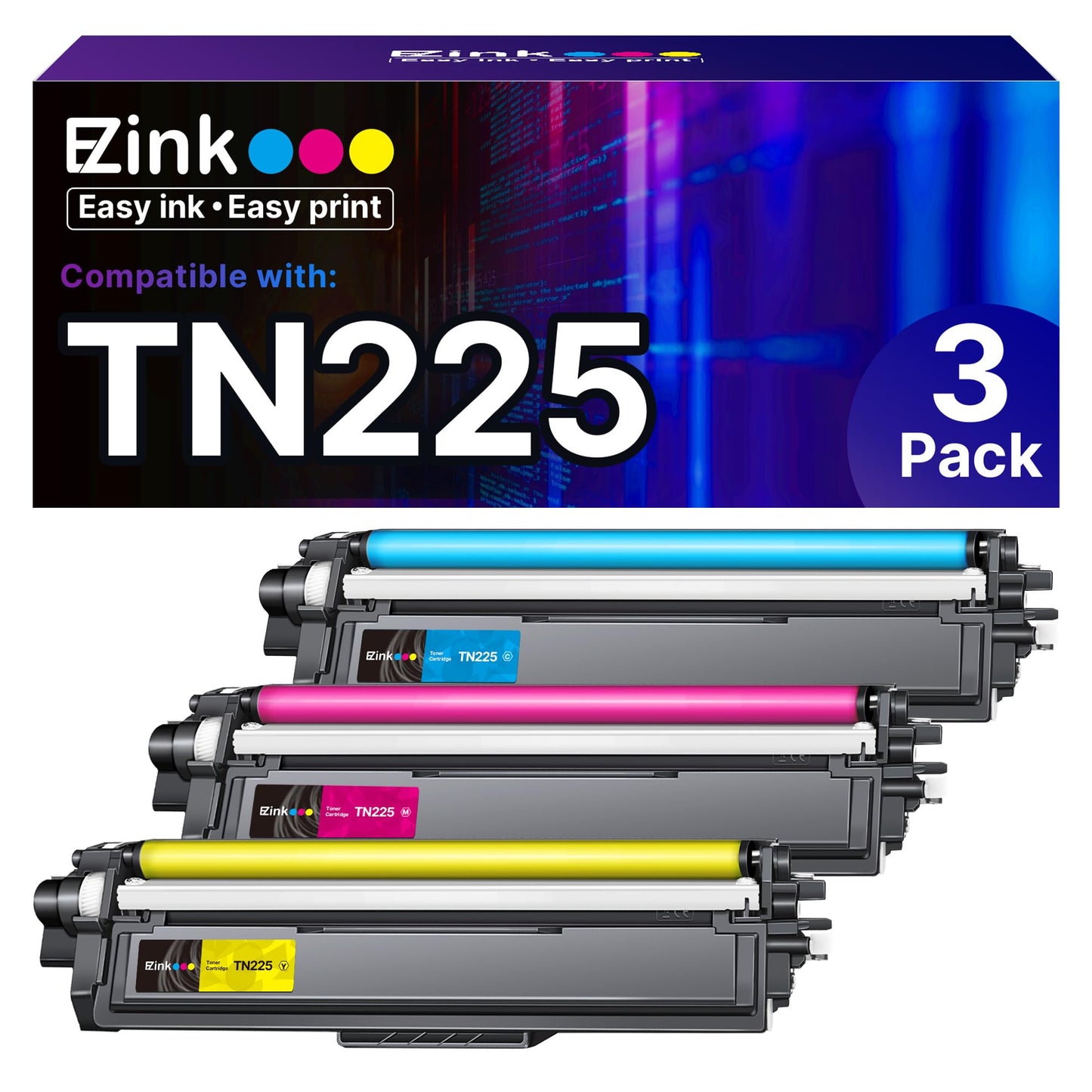 E-Z Ink Compatible Replacement for Brother TN225 Toner Cartridges 3 Packs