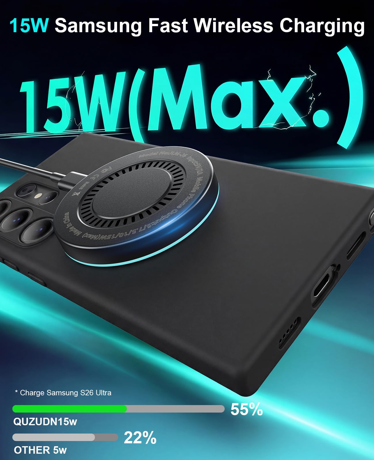 Wireless Charger 3Pack 6FT 15W Samsung Magnetic Wireless Charger Fast Charging Pad