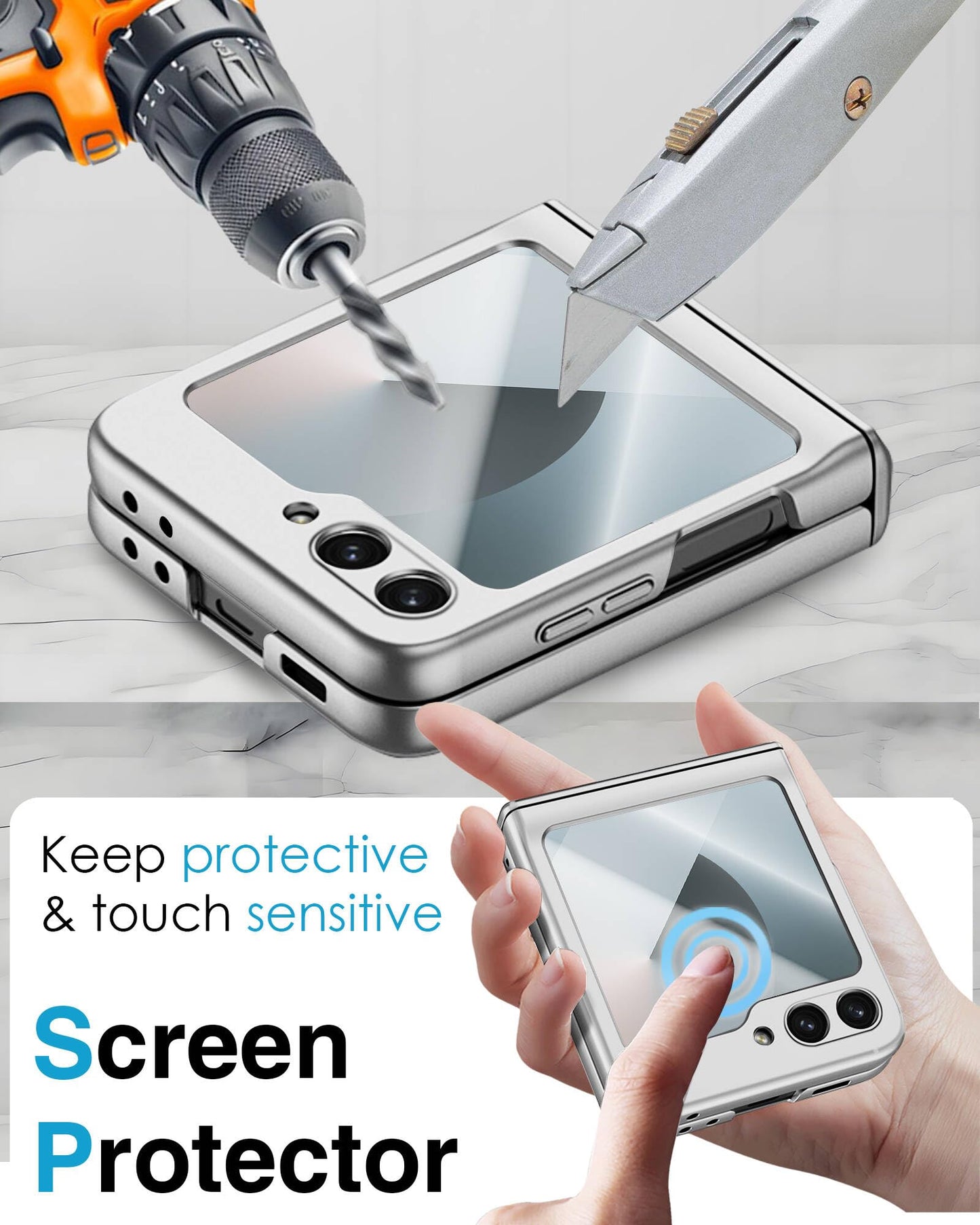 STORMTAL for Samsung Galaxy Z Flip 6 Case, Hinge Protection, Built-in Screen Protector, Wireless Charging, Slim Rugged Phone Protective Case