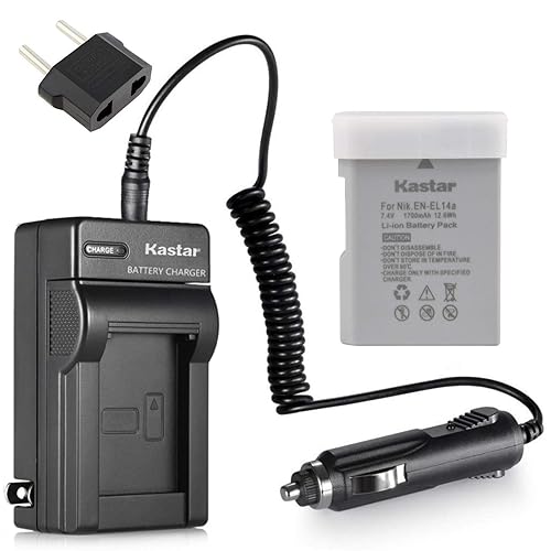 Kastar EN-EL14 Battery (1-Pack) and Charger for Nik ENEL14 EN-EL14a MH-24 and Nik Coolpix P7000 P7100 P7700 P7800 D3100 DSLR D3200 DSLR D3300 DSLR