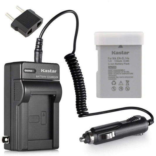 Kastar EN-EL14 Battery (1-Pack) and Charger for Nik ENEL14 EN-EL14a MH-24 and Nik Coolpix P7000 P7100 P7700 P7800 D3100 DSLR D3200 DSLR D3300 DSLR
