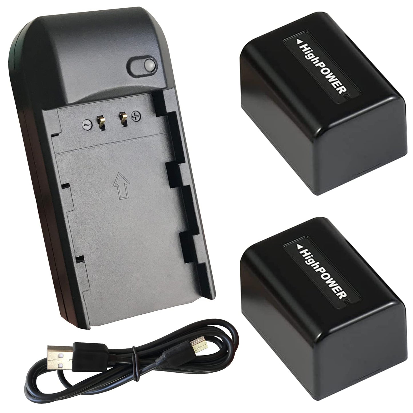 CofunKool NP-FV5 Battery Charger and 2 NP-FV5 Plus Battery 3.7V 2000mAh, Video Camera Camcorder NP-FV5 Plus Battery Charger with USB-C Charging Cable