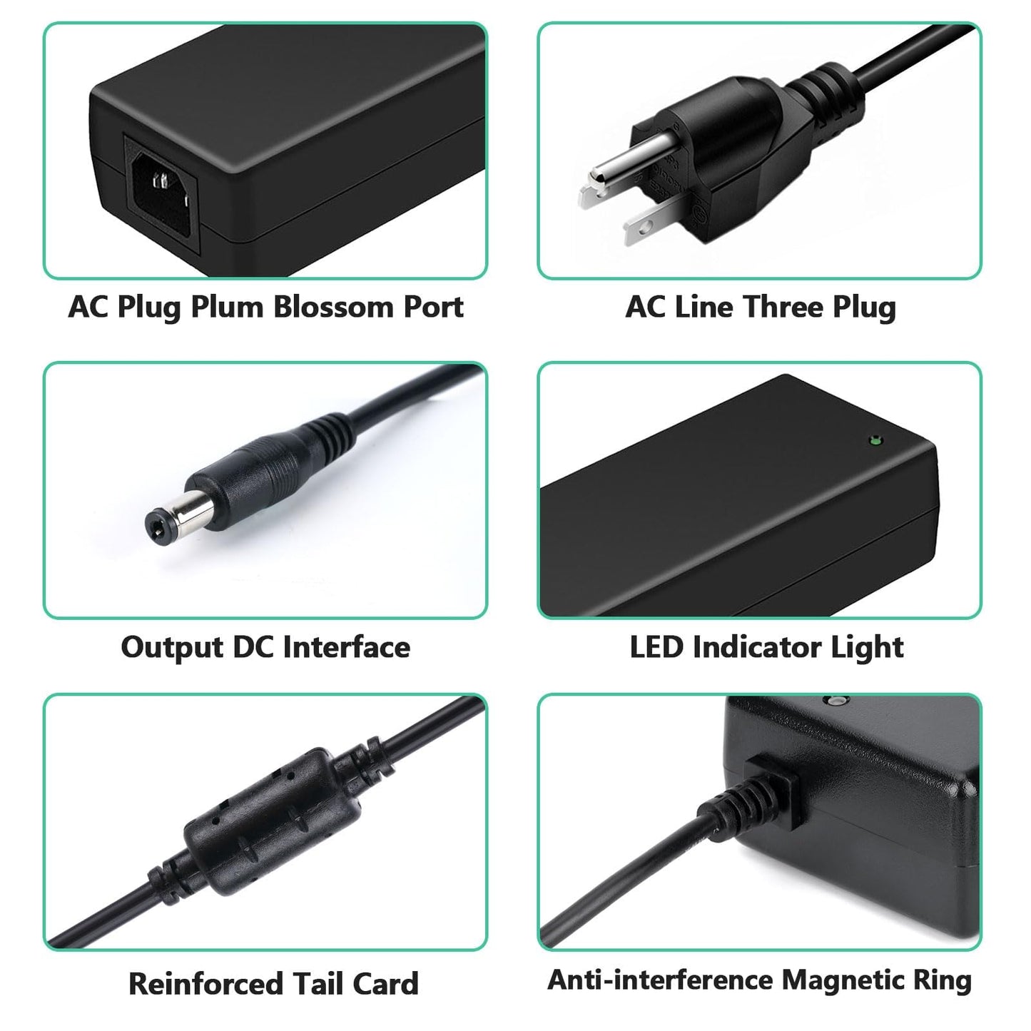 12V 10A Power Supply Adapter AC100-240V to DC12V10A Max120W Power Supply Adapter Converter with 5.5x2.1mm DC Output Jack for WS2815 WS2811 5050 3528…