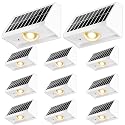 Solar Fence Lights Outdoor Waterproof High Brightness LED Spot Lens Deck Lights 7 Mode Warm & Cool White RGB Solar Powered Wall Lighting Decor