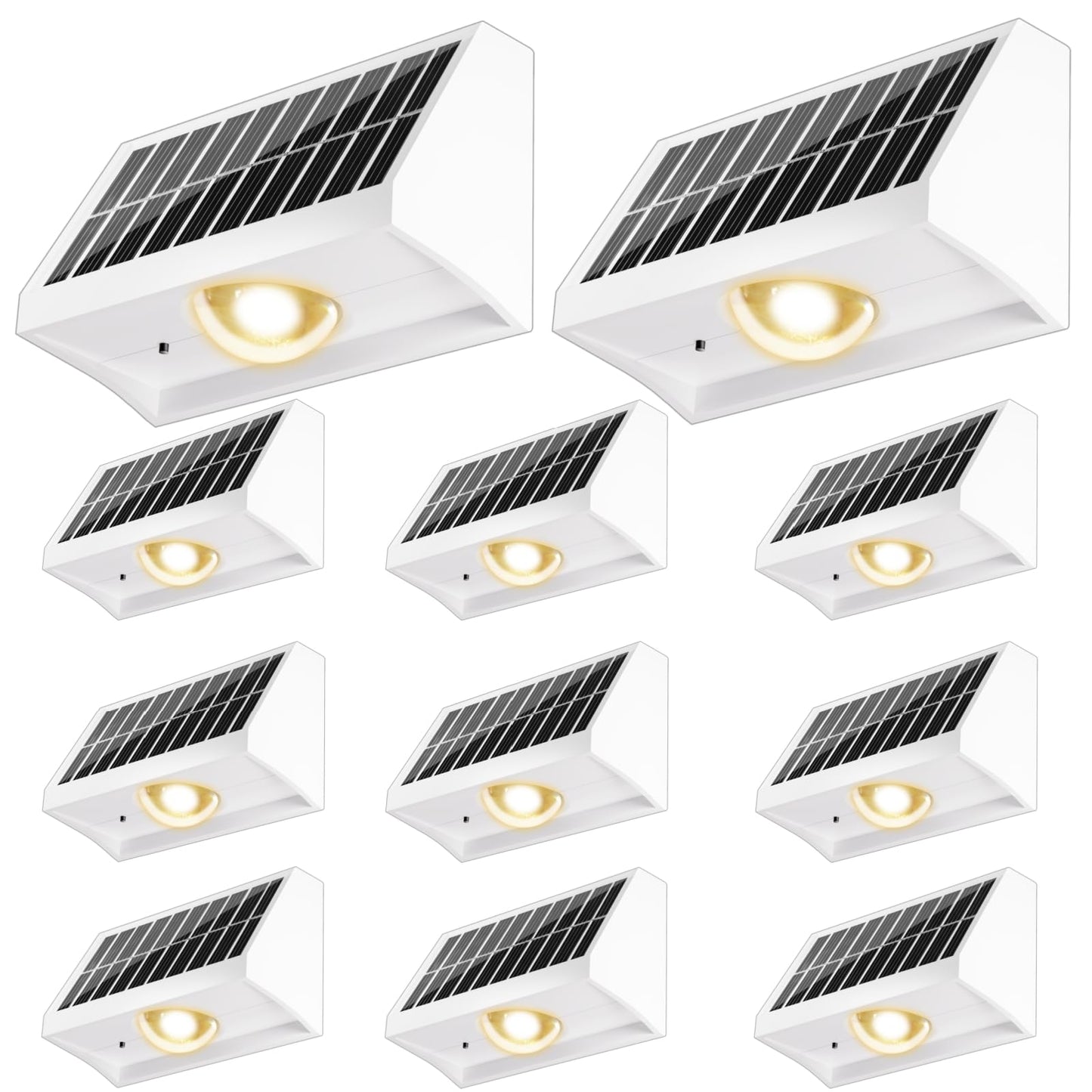 Solar Fence Lights Outdoor Waterproof High Brightness LED Spot Lens Deck Lights 7 Mode Warm & Cool White RGB Solar Powered Wall Lighting Decor