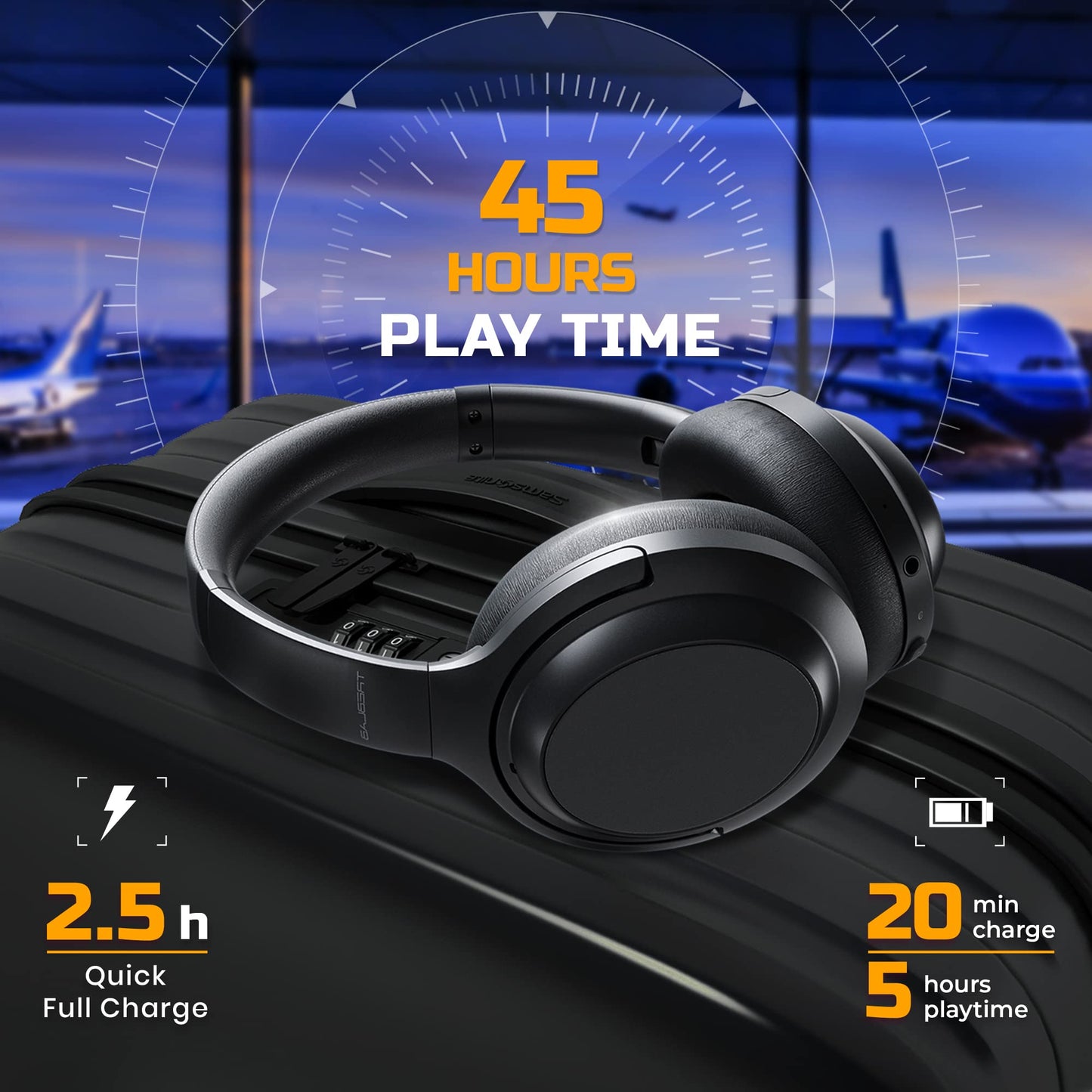 TREBLAB Z7-Pro Noise Cancelling Over Ear Headphones Wireless (Renewed)