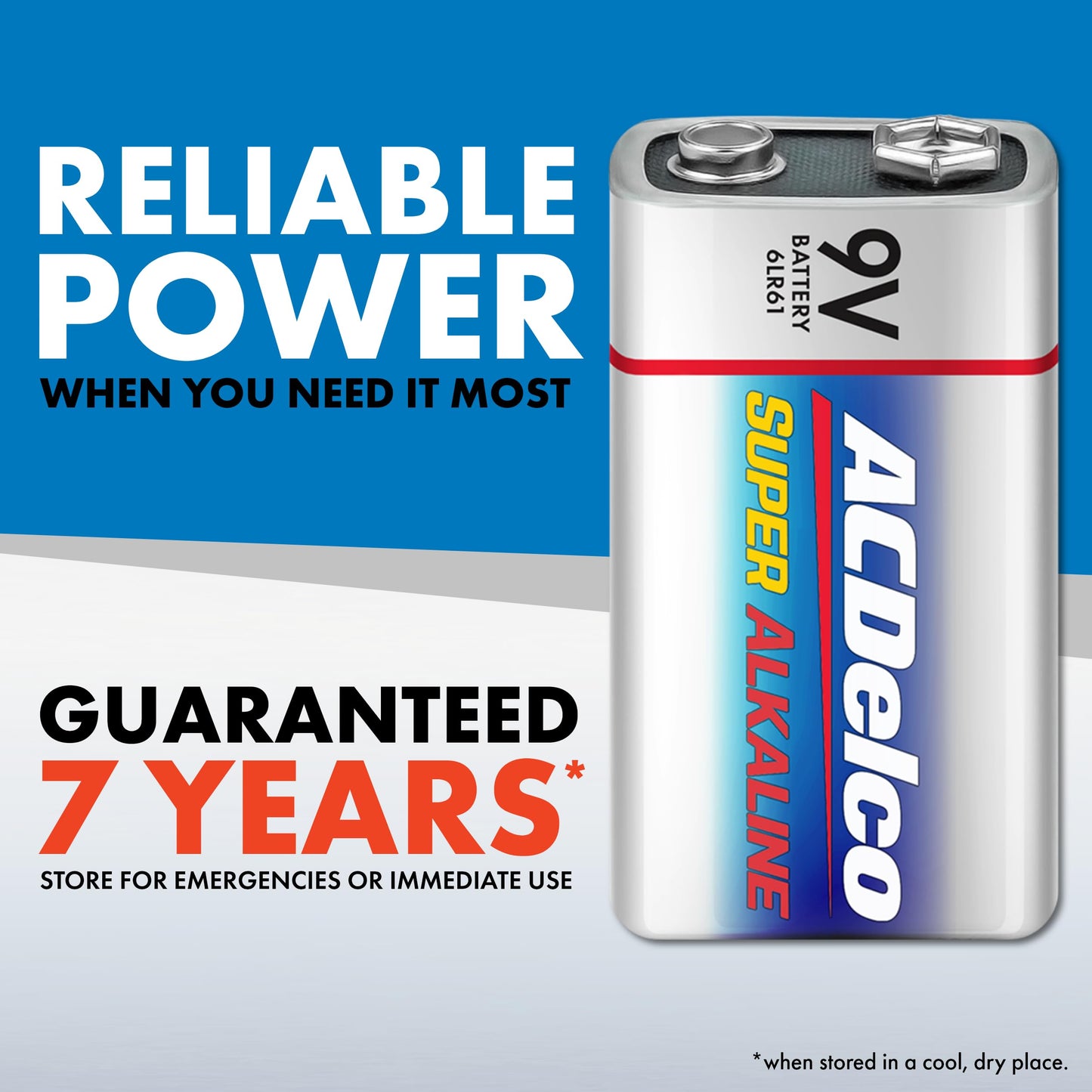 ACDelco 8-Count 9V Batteries, Maximum Power Super Alkaline Battery for Home and Office, 7-Year Shelf Life, Reclosable Packaging