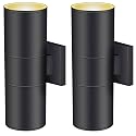 wowlite Modern Outdoor Wall Lights, Up and Down Lights Wall Mount Cylinder Sconce Matte Black, Waterproof Exterior Lights Fixture for Porch Patio