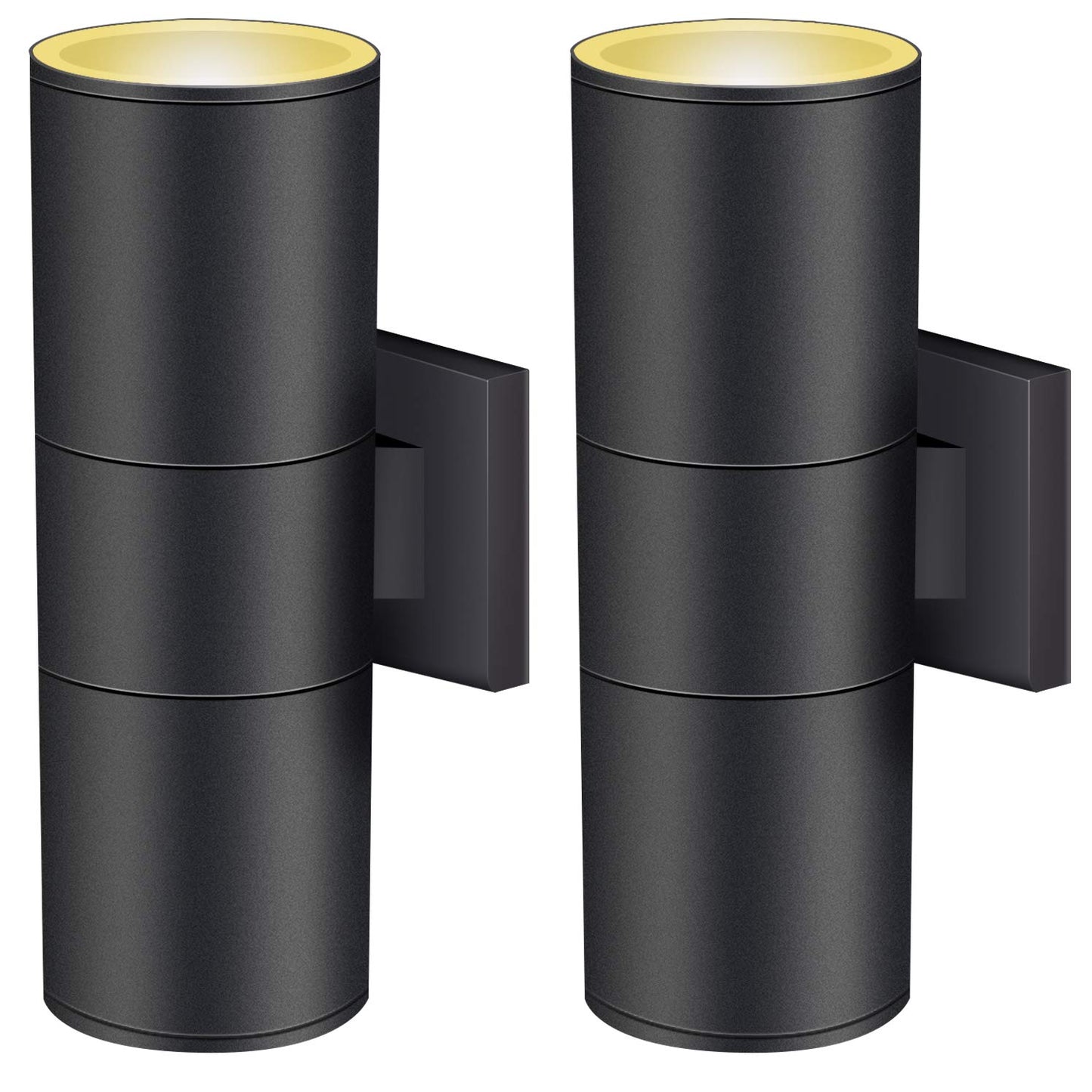 wowlite Modern Outdoor Wall Lights, Up and Down Lights Wall Mount Cylinder Sconce Matte Black, Waterproof Exterior Lights Fixture for Porch Patio