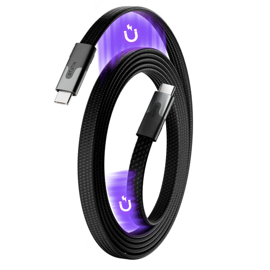 Statik MagStack Slim Pro - USB C to USB C Cable, Magnetic Anti Tangle Flat Type C Charger Fast Charging Cord, Magnetic Charging Cable, Compatible