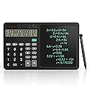 Desk Calculator with Erasable Writing Pad, 12-Digit Wide Screen Display, 100,000+ Reusable LCD Notepad, One-Click Clear & Lock Function, Solar