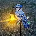 2 Pack Solar Lanterns Outdoor Decor Solar Bule Jay Lanterns Solar Cardinal Redbird Lights Metal Stake Yard Garden Decor Art Figurine Waterproof LED