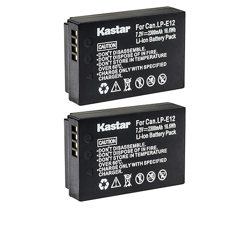 Kastar Battery (2-Pack) for Canon LP-E12 LPE12 Battery, LC-E12 LC-E12E Charger, Canon EOS 100D, EOS M, EOS M2, EOS M10, EOS M50, EOS M100, EOS M200