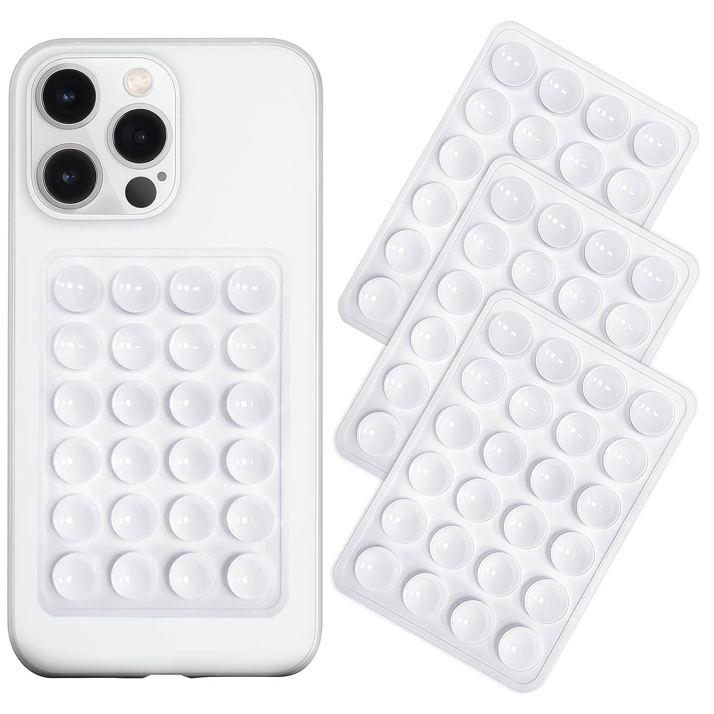 Anteel Silicone Suction Phone Case Mount 3 Pack, Silicon Adhesive Suction Cup Phone Mount, Non Slip Sticky Phone Grip for Cellphone, Strong Grip