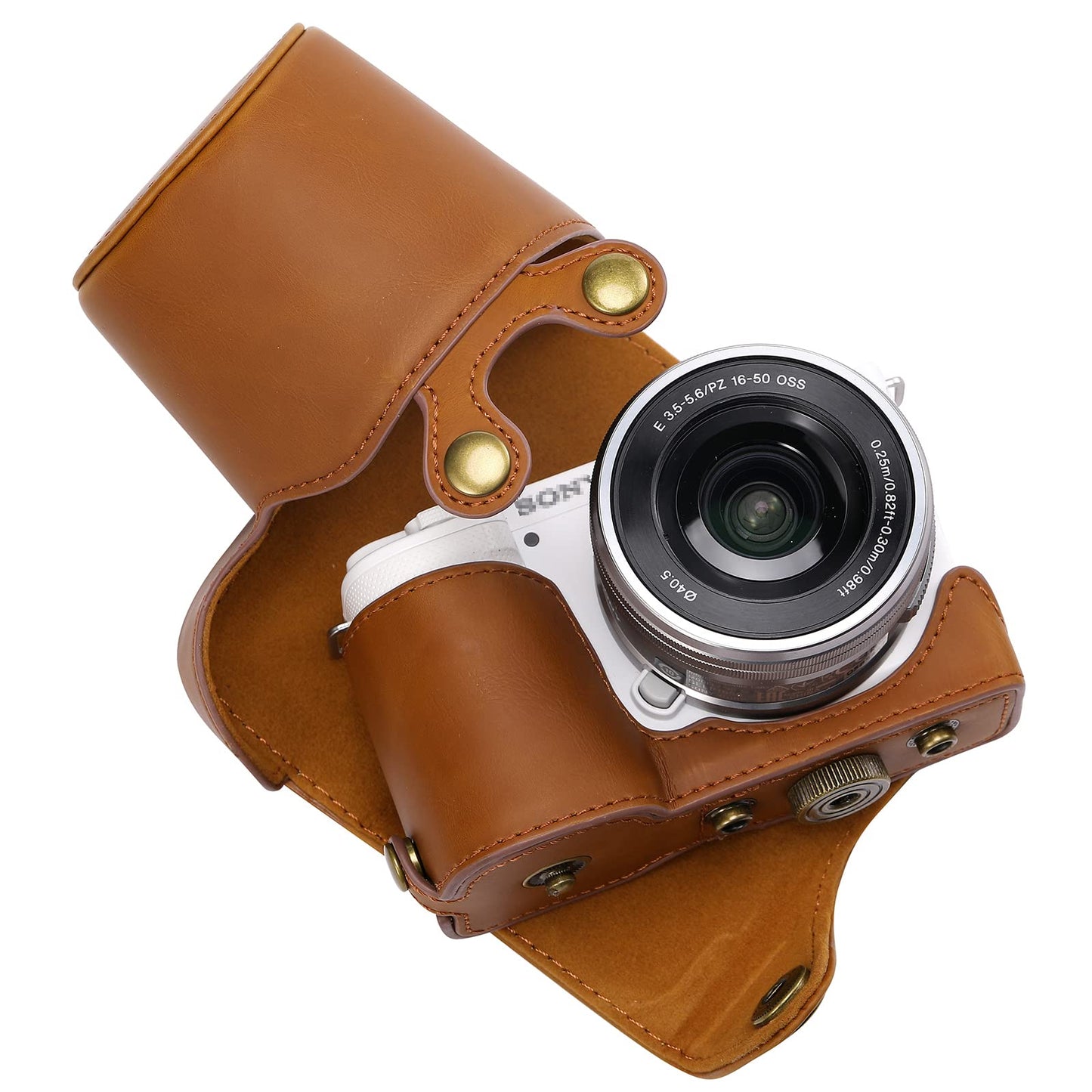 Hargedis XEVN for Sony ZV-E10 case,for Sony ZV-E10 case,Premium PU Full Body Leather Camera Case Bag for Sony Alpha ZV-E10 Fit 16-50mm Lens