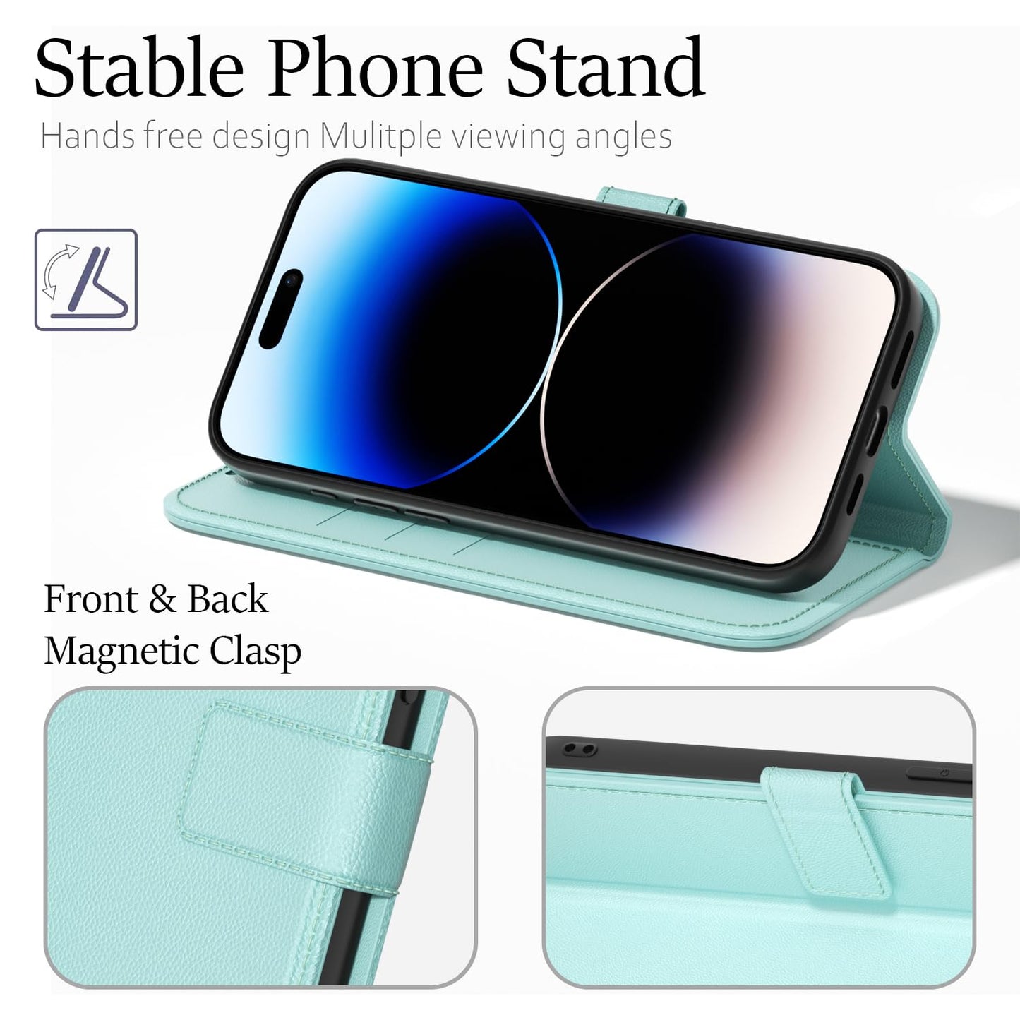 oakxco for iPhone 17e/ 16e Wallet Case with Credit Card Holder, Magnetic RFID Slim Folio Book Flip Leather Phone Case for Women Men Girl, Cute Soft