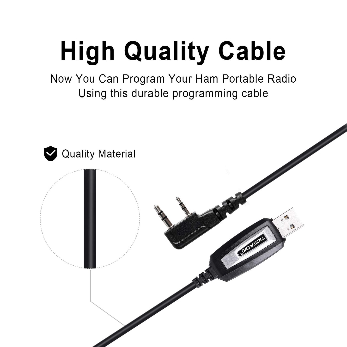 TIDRADIO CH340 Driver USB Programming Cable Support Chirp for baofeng UV-5R Mini,5RM,5RH PRO,UV-82,BF-F8HP,K5PLUS,GM-15Pro,UV-5G Plus,GM21,UV-32