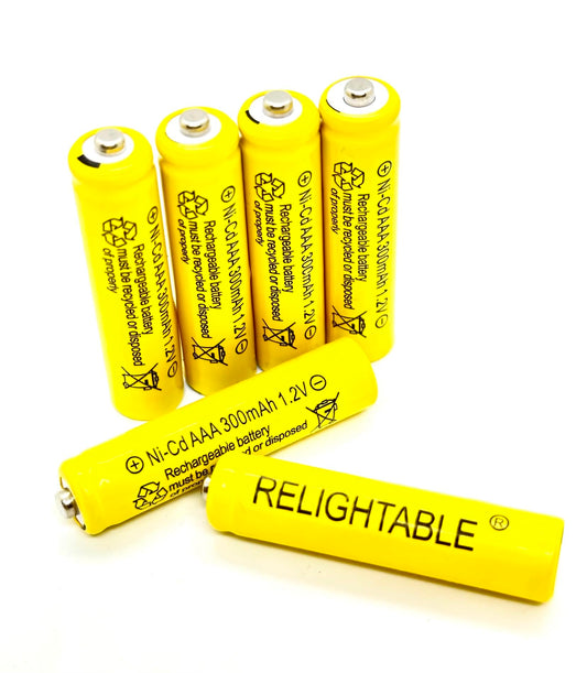 RELIGHTABLE 300mAh AAA NiCd 1.2v Rechargeable Batteries Garden Solar Ni-Cd Light LED M (6)