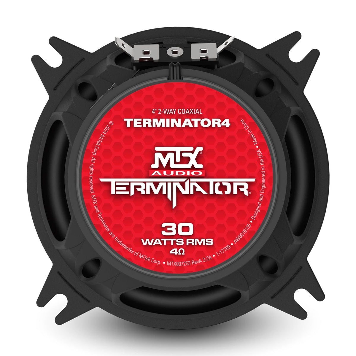 MTX Audio TERMINATOR4 4" 2-Way 30-Watt RMS 4? Coaxial Speakers