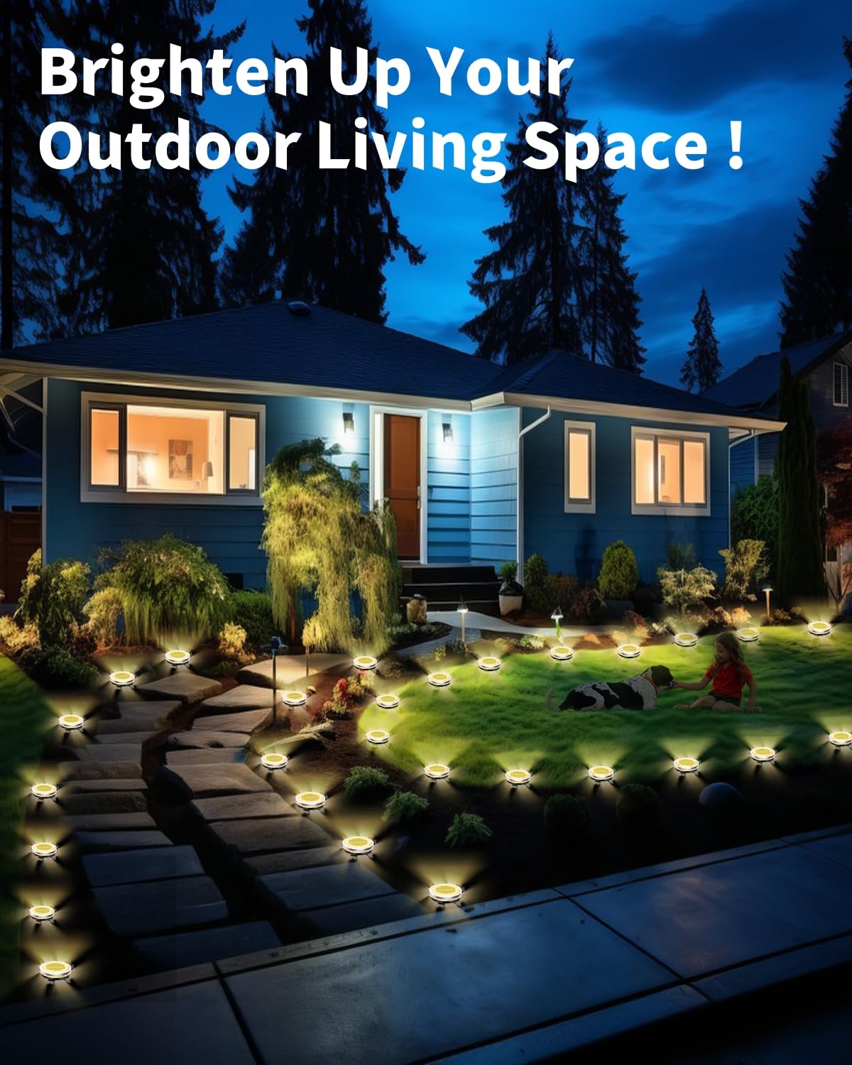 Solar Ground Lights Outdoor 12 Pack Waterproof, Upgraded Solar Garden Lights with 4 Side Light, Stainless Steel Solar Powered Disc Landscape Light